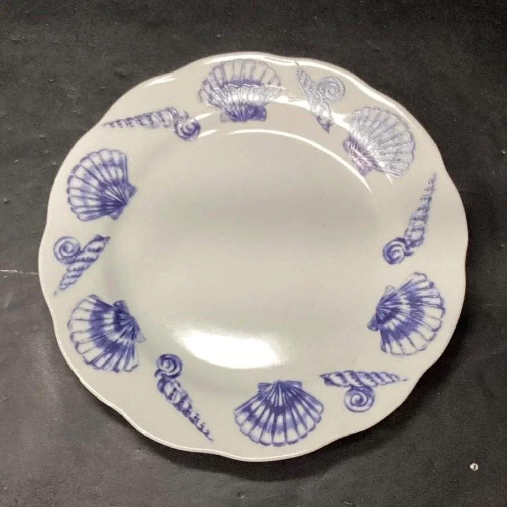 Allied Designs Seashore Luncheon Plates, Set of 4, Vintage Blue & White‎ Design
